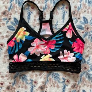 Pink/Victoria’s Secret sports bra w/ floral design